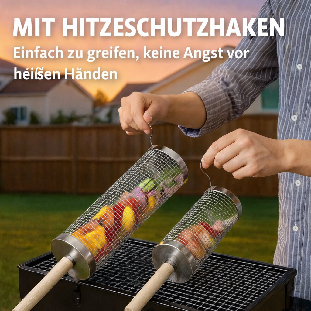 Rolling Grill Basket for Perfectly Cooked Barbecue Delights