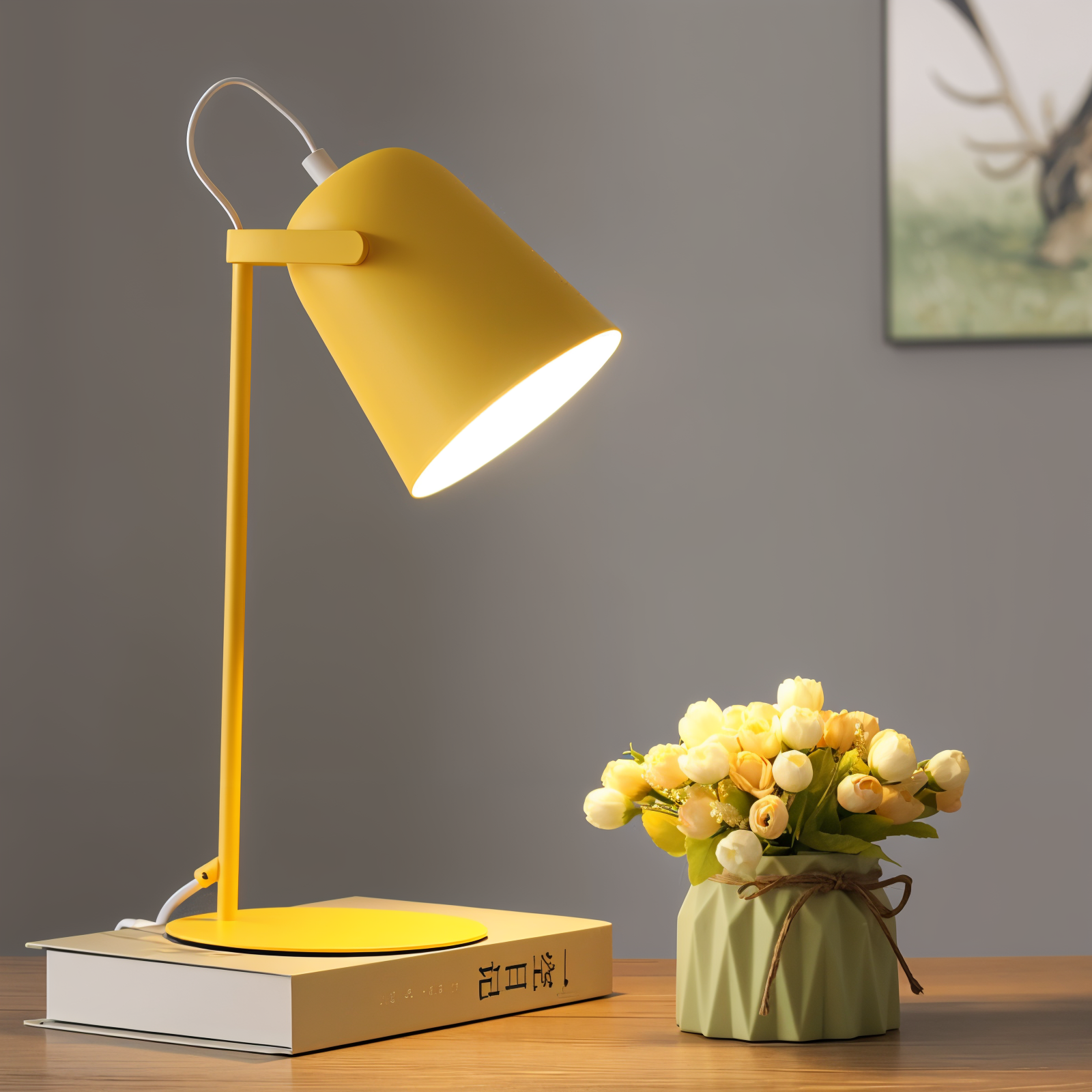 Macaron Table Lamp - Nordic Yellow Desk Lamp - Adjustable Light