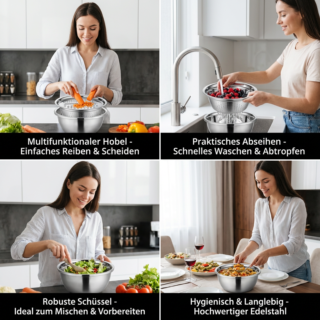 Vegetable Slicer Set with Grater, Strainer, and Mixing Bowl
