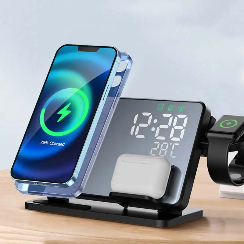 3-in-1 Charging Dock with Alarm Clock for iPhone, Apple Watch, AirPods