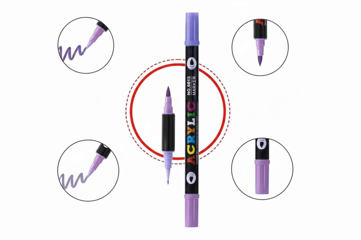 Acrylic Marker Set with 36 Double-Sided Markers – 72 Colors, Fine and Broad Tips, Quick-Drying and Smudge-Resistant