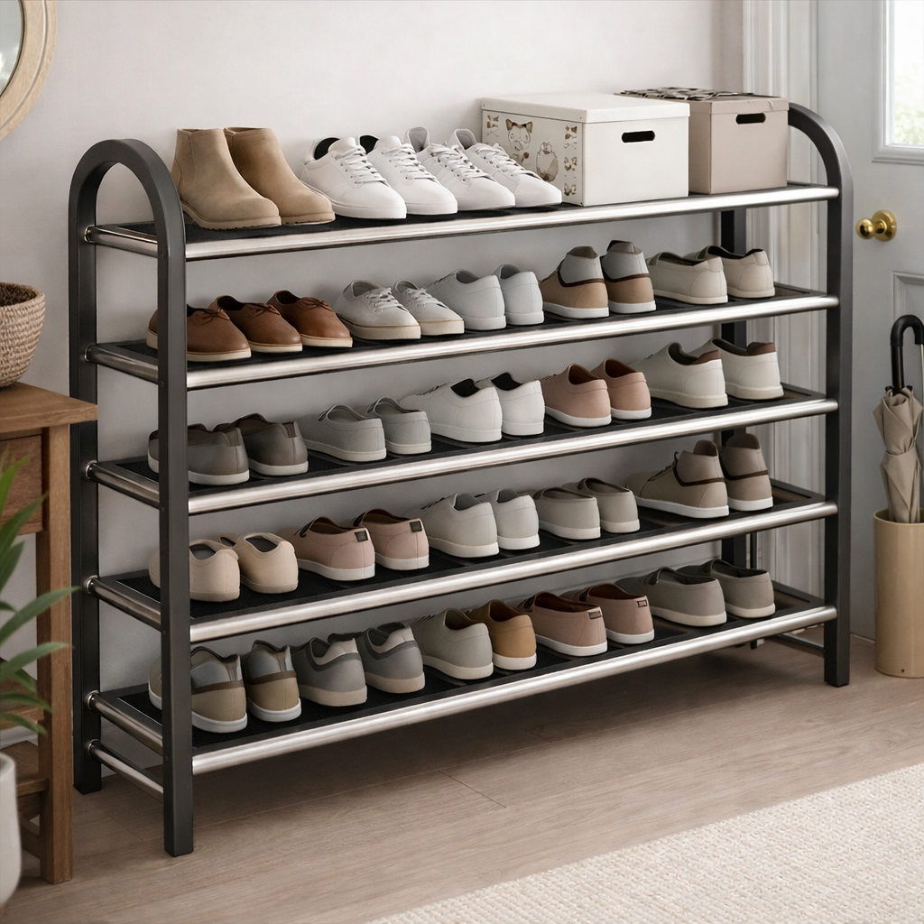 Space-Saving Shoe Rack with 5 Tiers