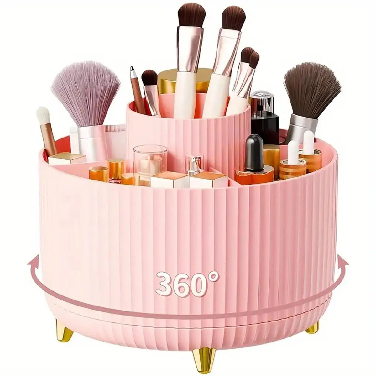Rotating Makeup Organizer with 5 Compartments - 360° Design