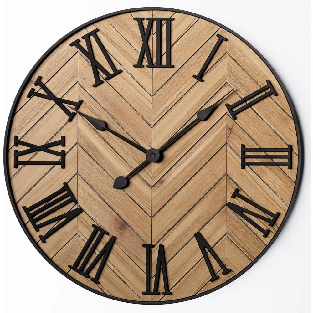 24-Inch Diameter Wall Clock Featuring Roman Numerals