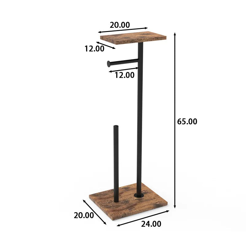 Toilet Paper Holder with Shelf – Wood and Metal Design