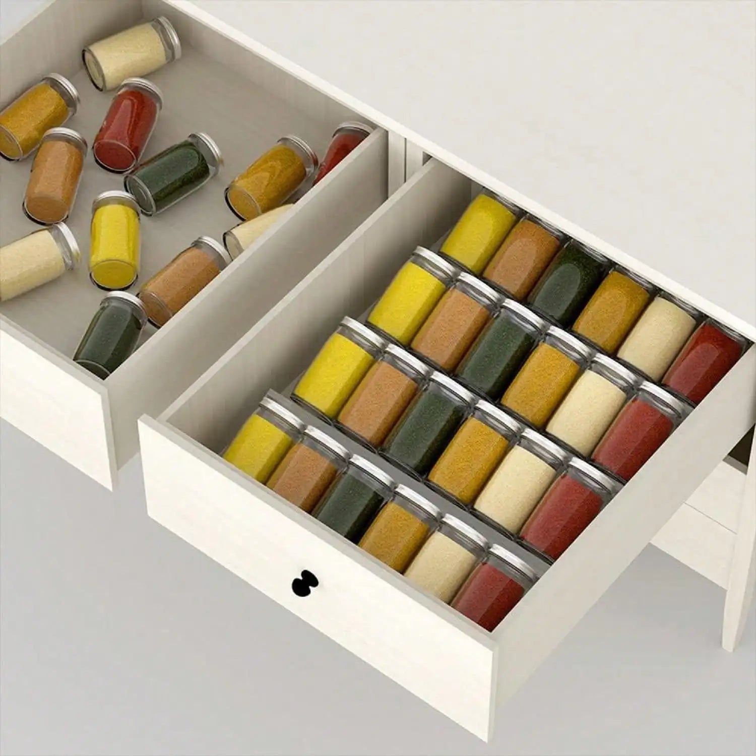 Acrylic Spice Drawer Organizer | Stackable & Slanted, 2 Tiers