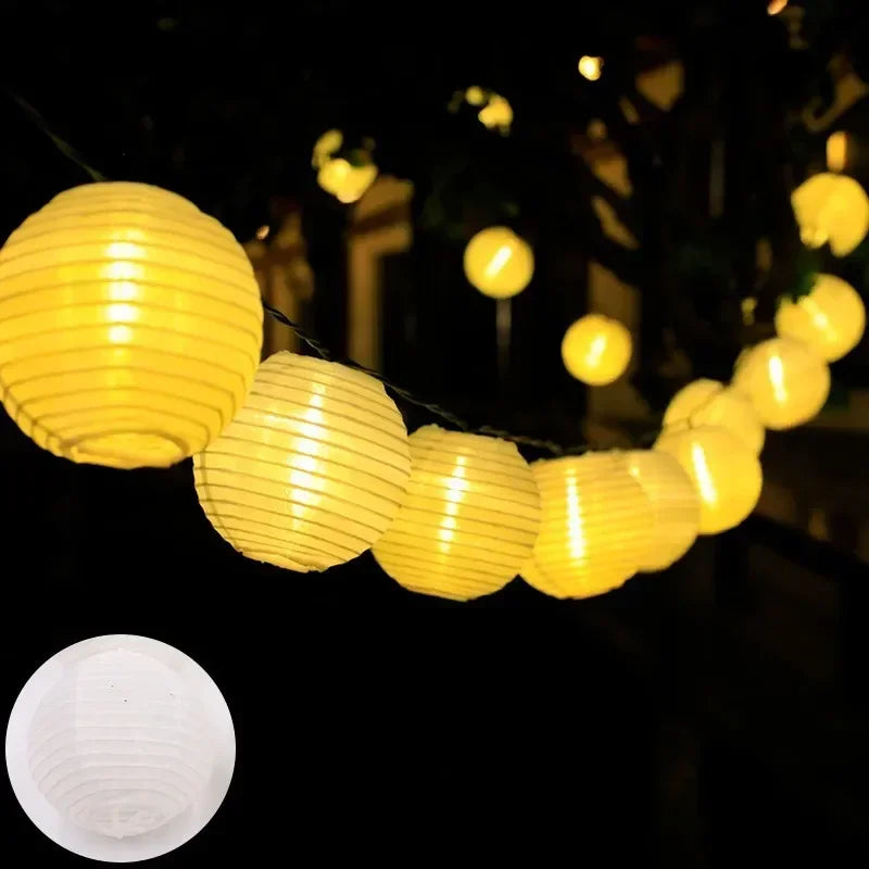 Solar LED Lantern String Lights – IP65 Waterproof Design