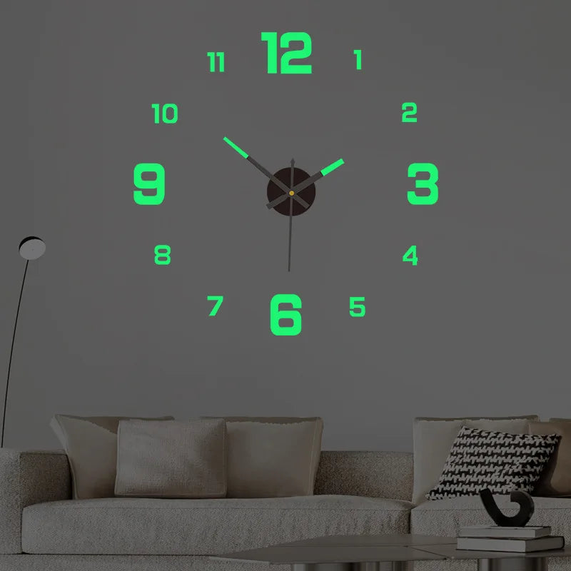 3D Wall Clock with Modern Frameless Design - DIY Luminous Decor