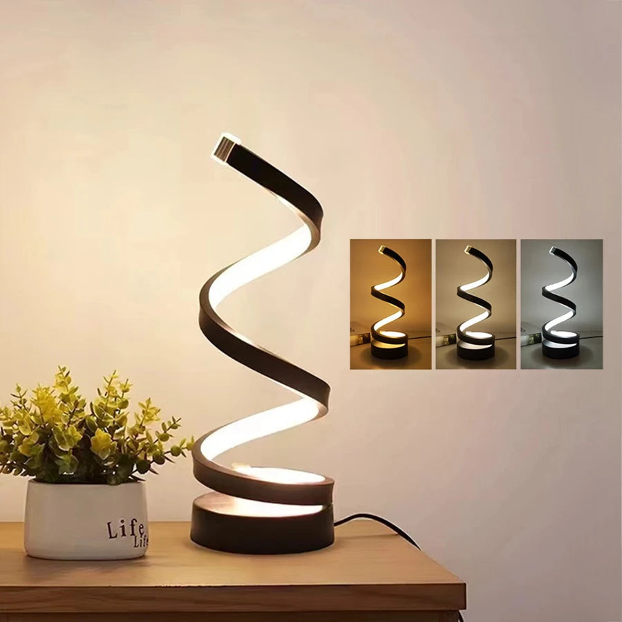 Spiral Table Lamp | Dimmable Modern USB Desk Lamp | Bedside Lamp | Table Lamp