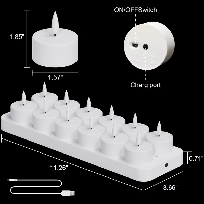Rechargeable LED Candles with USB Charging Station