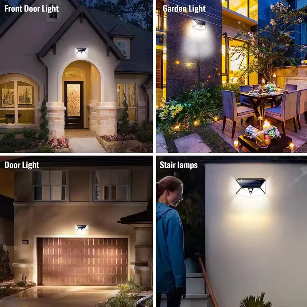 Outdoor Solar Wall Light with 100 LEDs and Motion Sensor