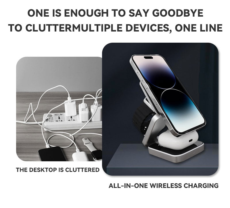 3-in-1 Wireless Charger with Magnetic Design for iPhone, AirPods, Apple Watch