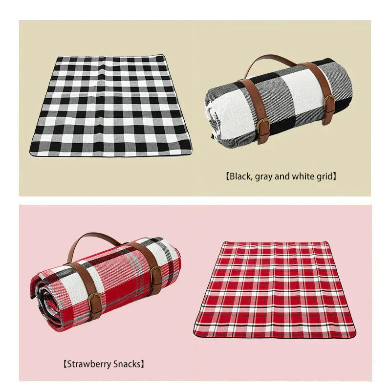 Waterproof Picnic Blanket with Leather Carry Strap