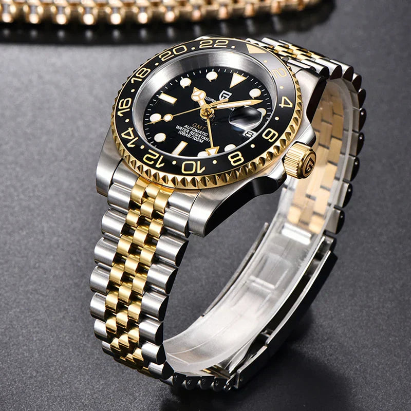 40mm Stainless Steel Men's Automatic Mechanical Watch in Luxury Style