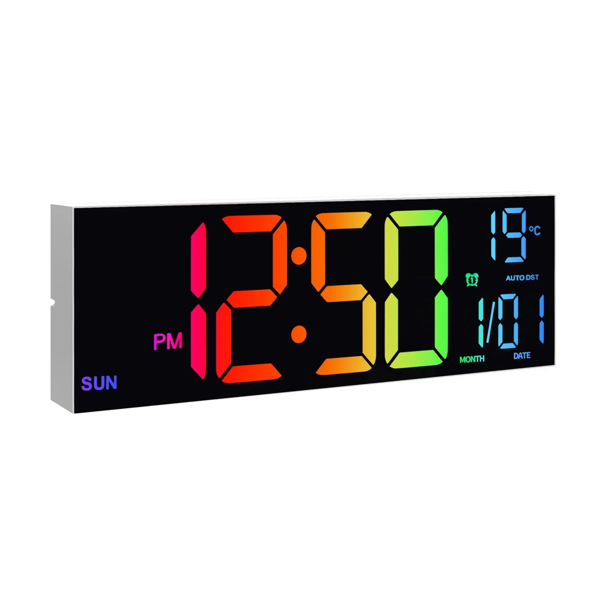 Large LED Digital Wall Clock with RGB Display and Remote Control