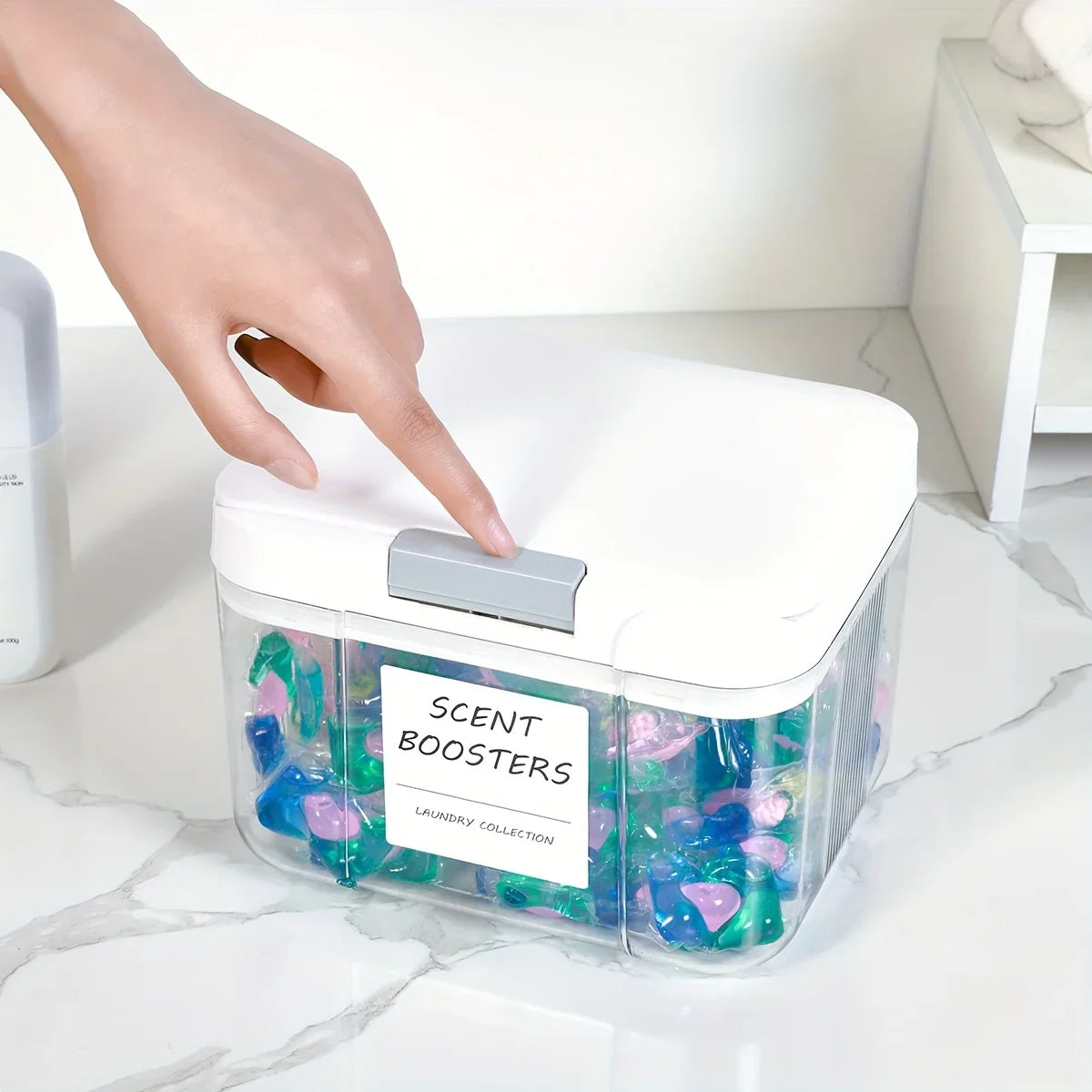 Detergent Pod Storage Container with Lid