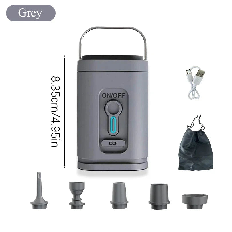 USB-C Mini Air Pump with 5 Nozzles – 200 L/min Flow Rate