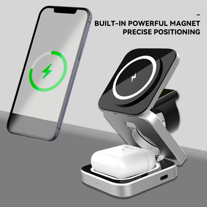 3-in-1 Wireless Charger with Magnetic Design for iPhone, AirPods, Apple Watch