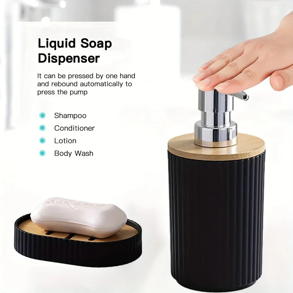 6-Piece Bathroom Set Featuring Bamboo Accents