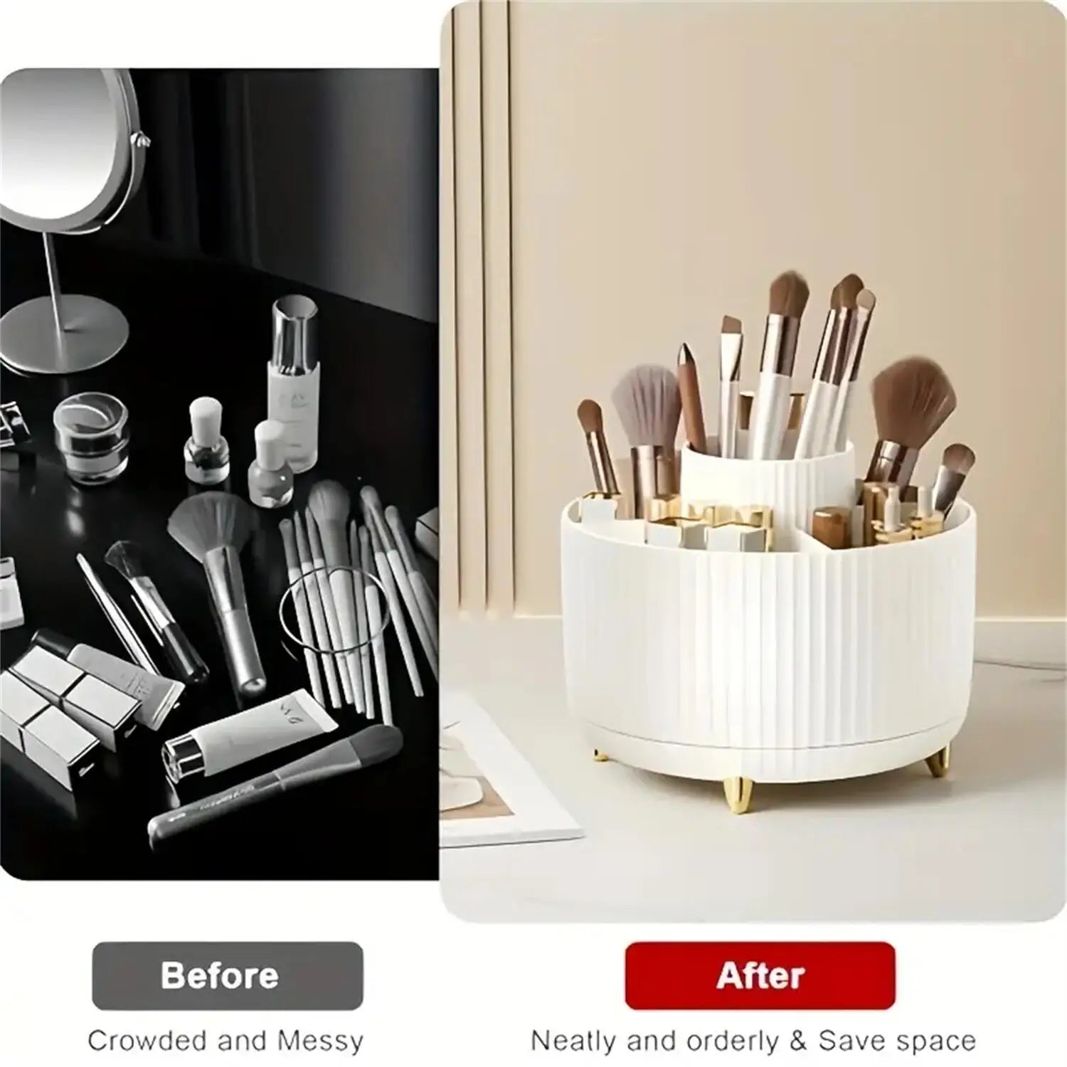 Rotating Makeup Organizer with 5 Compartments - 360° Design