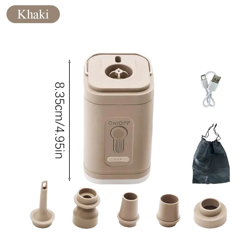 USB-C Mini Air Pump with 5 Nozzles – 200 L/min Flow Rate