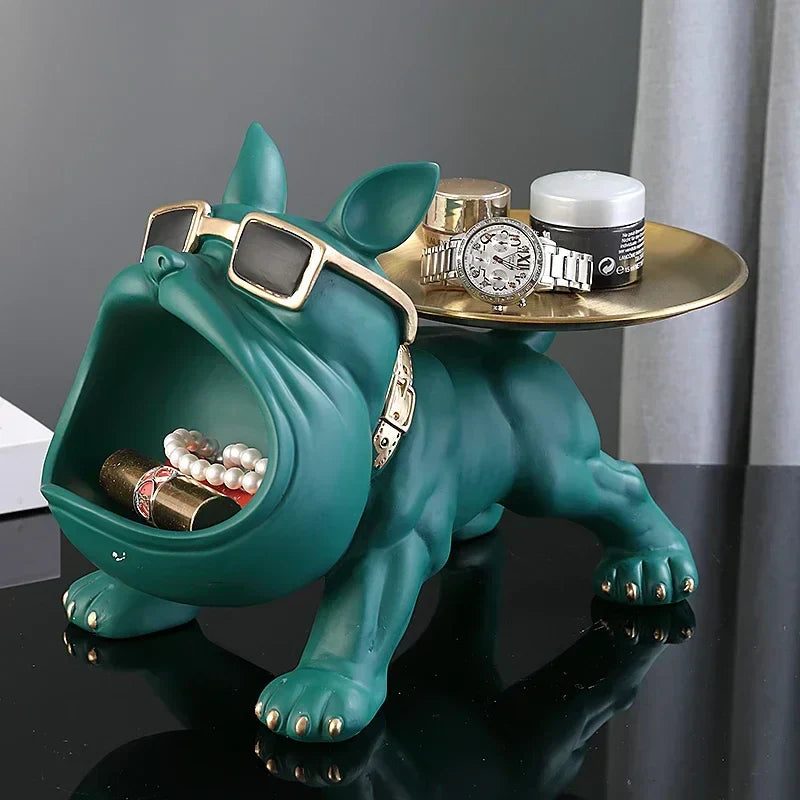 Bulldog Figurine with Integrated Storage Tray – Home Decor
