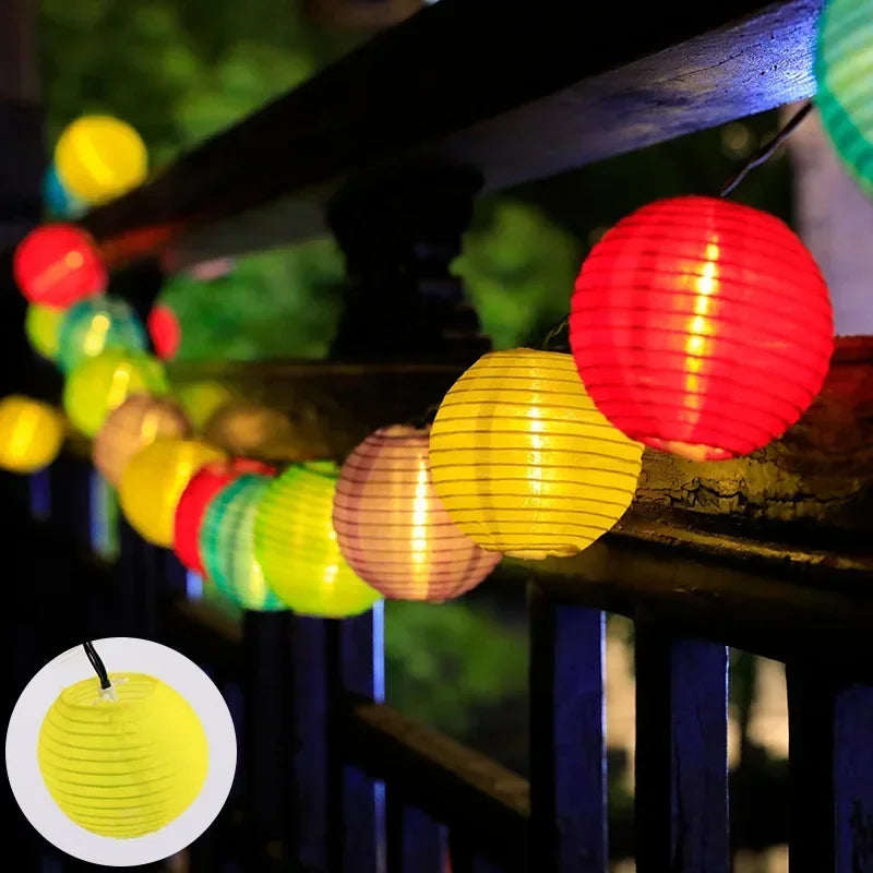 Solar LED Lantern String Lights – IP65 Waterproof Design