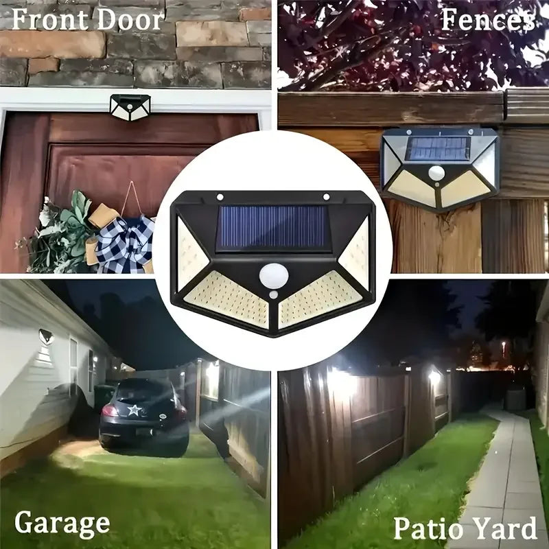 Outdoor Solar Wall Light with 100 LEDs and Motion Sensor