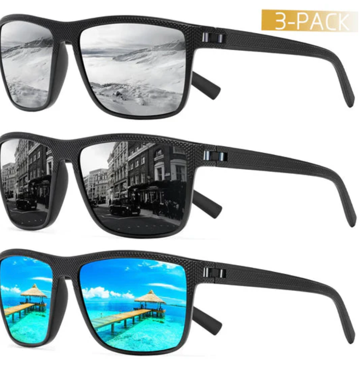 Set of 3 UV400 Polarized Sunglasses