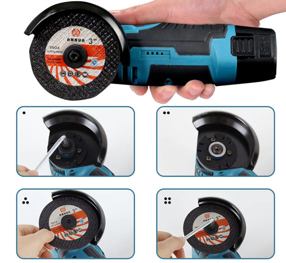 Cordless Angle Grinder 800W – 19500 RPM Handheld Tool with Extra Discs for DIY Cutting and Grinding