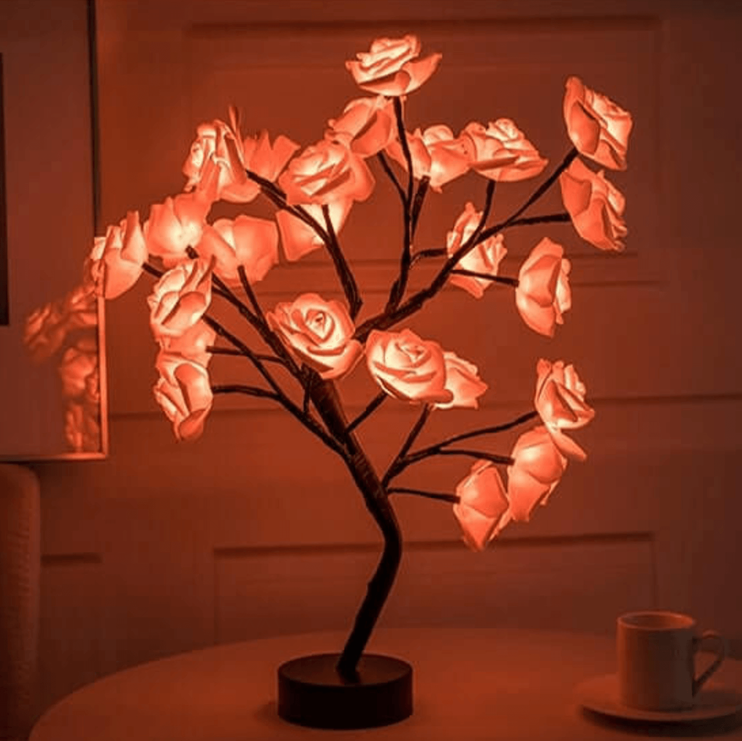 Charming Rose Tree - Wireless LED Battery Table Lamp Living Room | Reading Lamp | Bedside Lamp