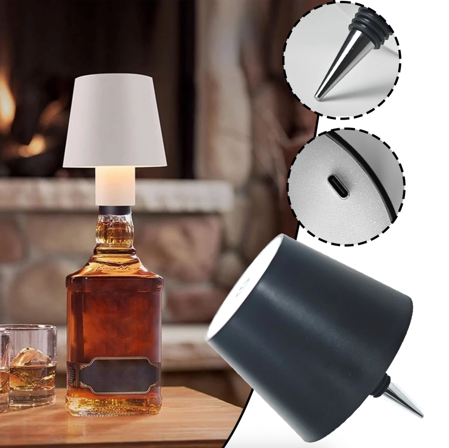 LuxeBottle - Wireless LED Table Lamp in Bottle Design - Dimmable | USB | Living Room | Decoration