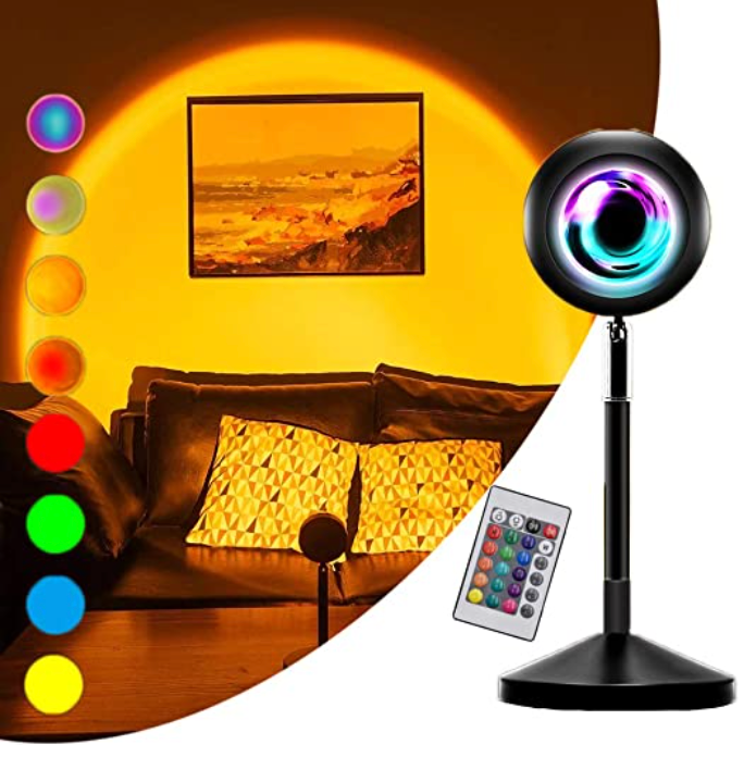 Sunset Lamp | 16 Colors + Remote Control LED Projector Table Lamp - USB Nightstand Lamps
