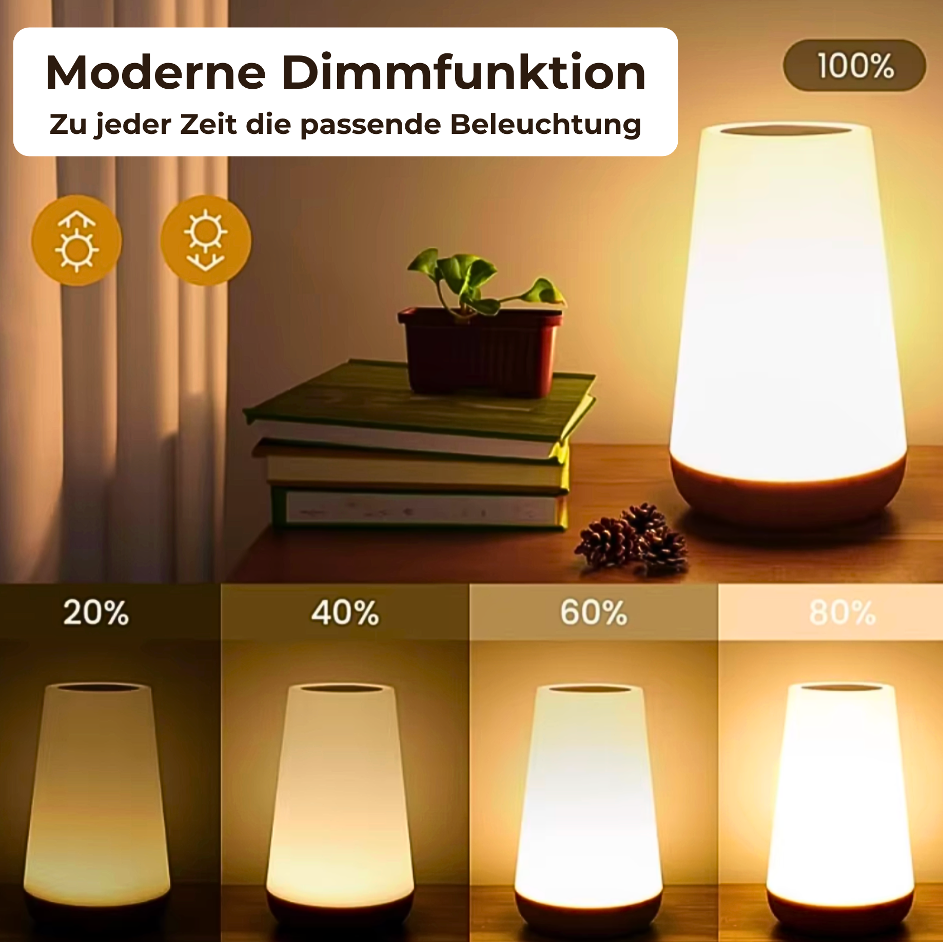 LumiSleep - USB Rechargeable Wireless Bedside Lamp with Dimmable Touch (Including 13 Colors + Remote Control)