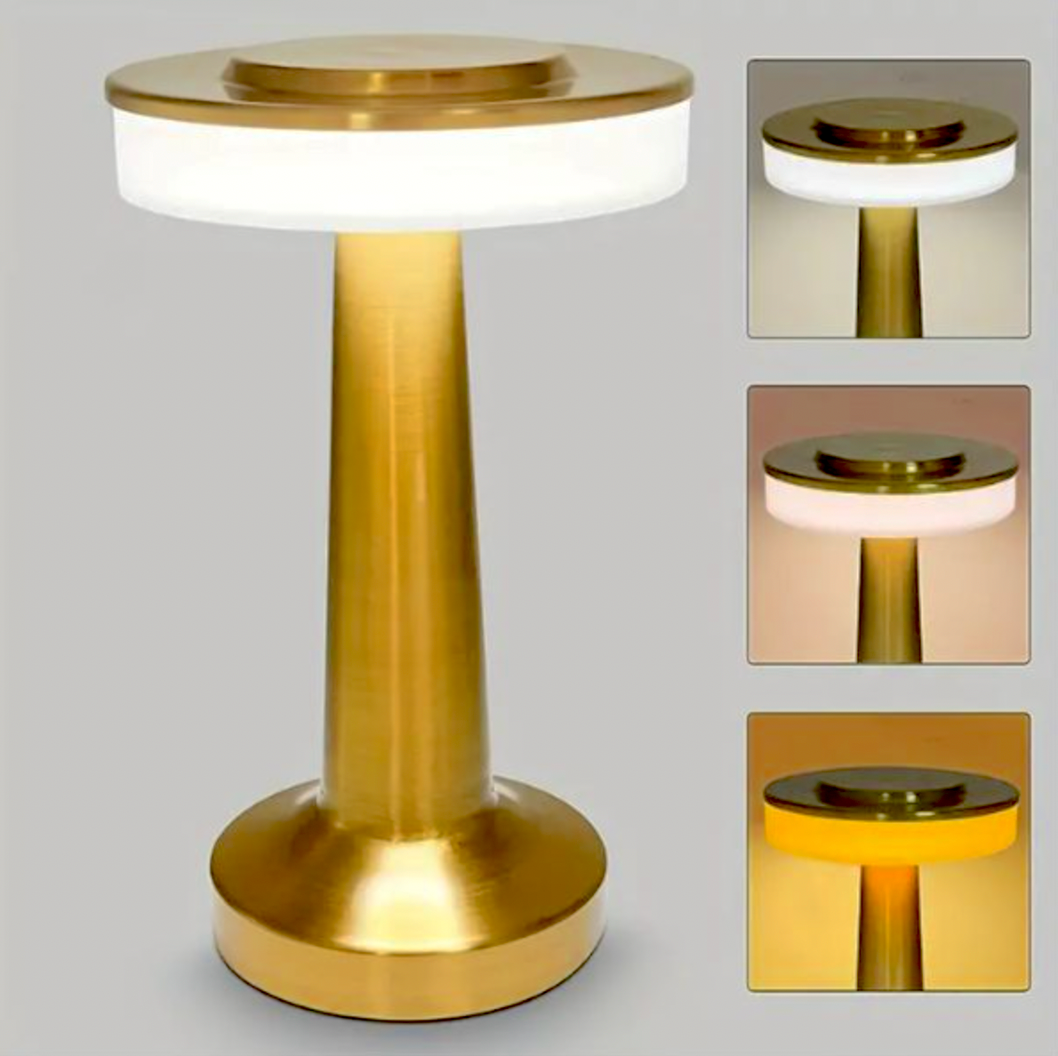 Wireless LED Battery Table Lamp LuxeLamp - Dimmable via Touch - Gold