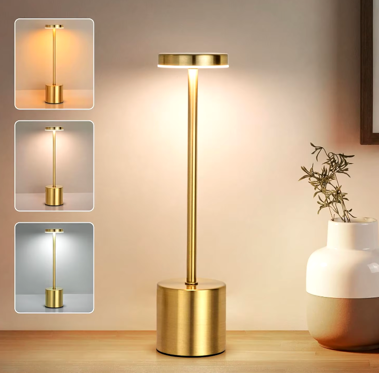LumiShine - Wireless USB Rechargeable LED Desk Lamp with 3 Colors
