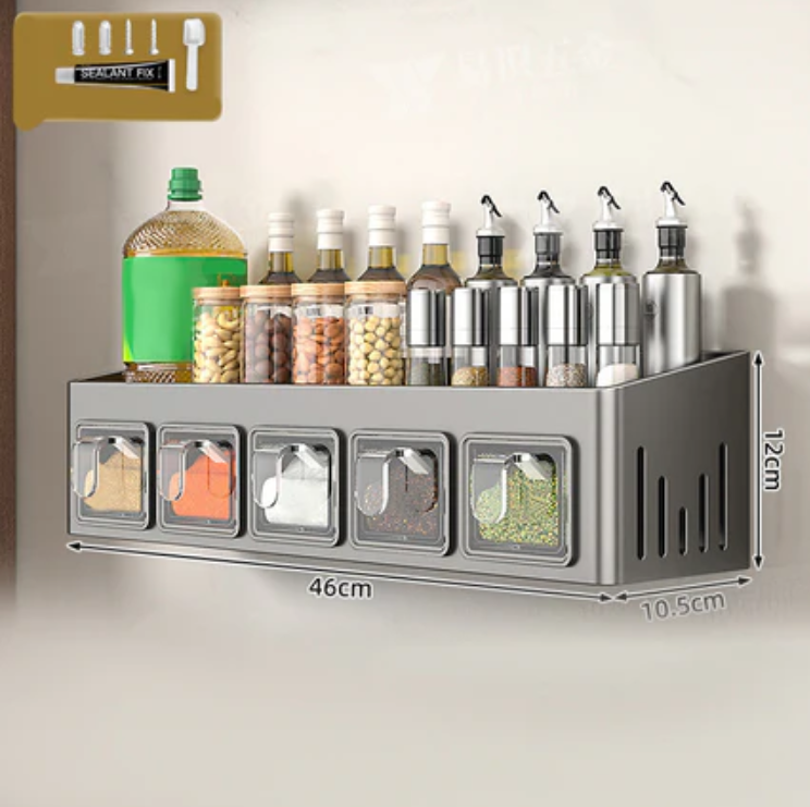 Spice Rack with No Drilling – 3 Clear Drawers