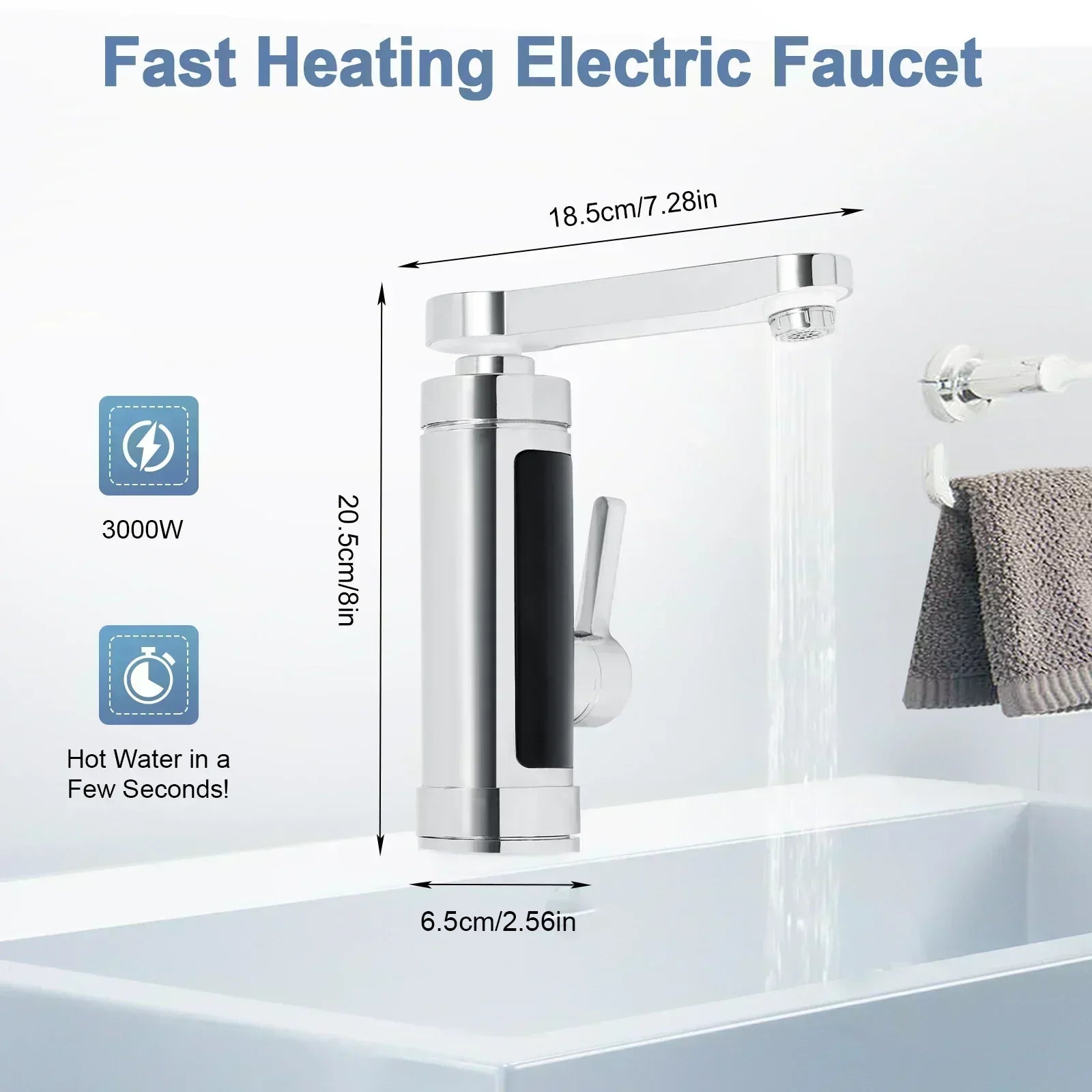Direct-Heat Kitchen Faucet with 3000W Power and 360-Degree Spout