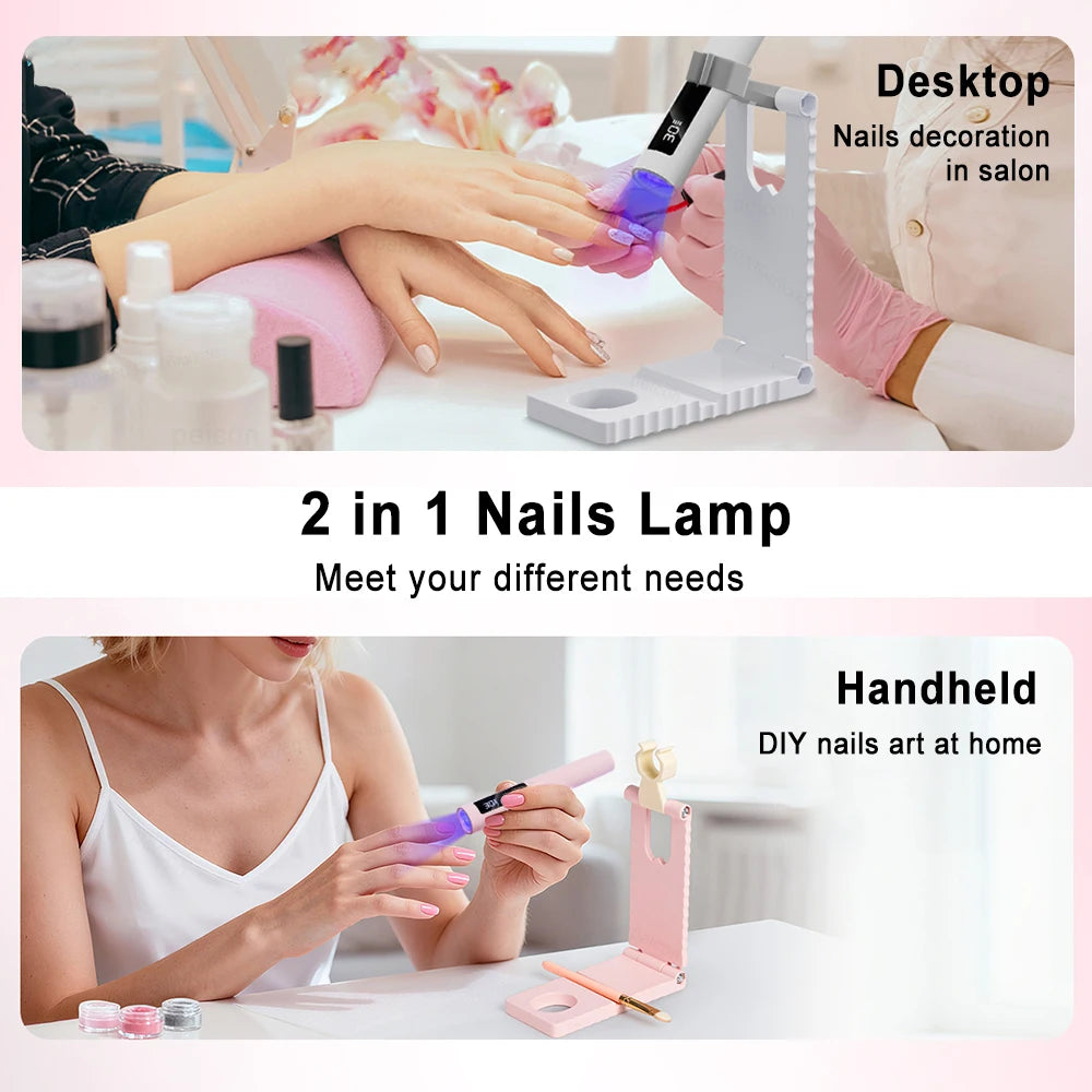 Rechargeable UV Nail Lamp with Foldable Stand