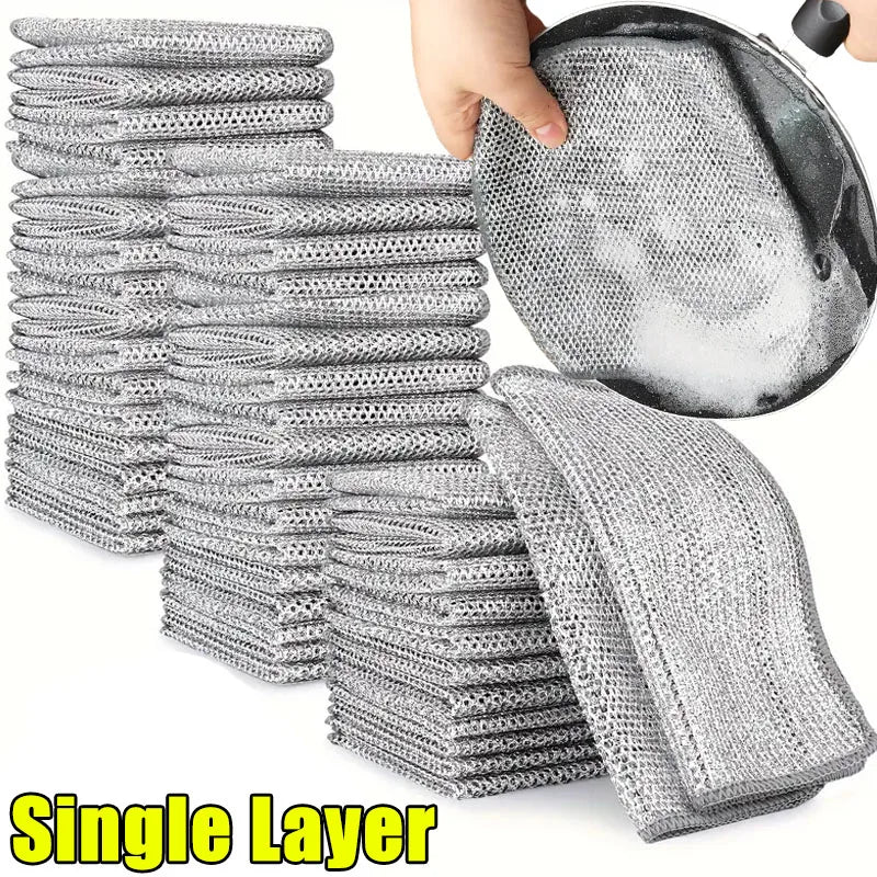 Double-Sided Metal Scrubbing Cloth for Kitchen Use