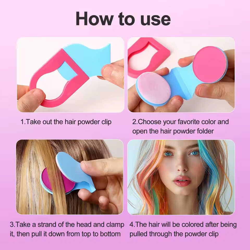 Fun and temporary hair coloring in 5 seconds