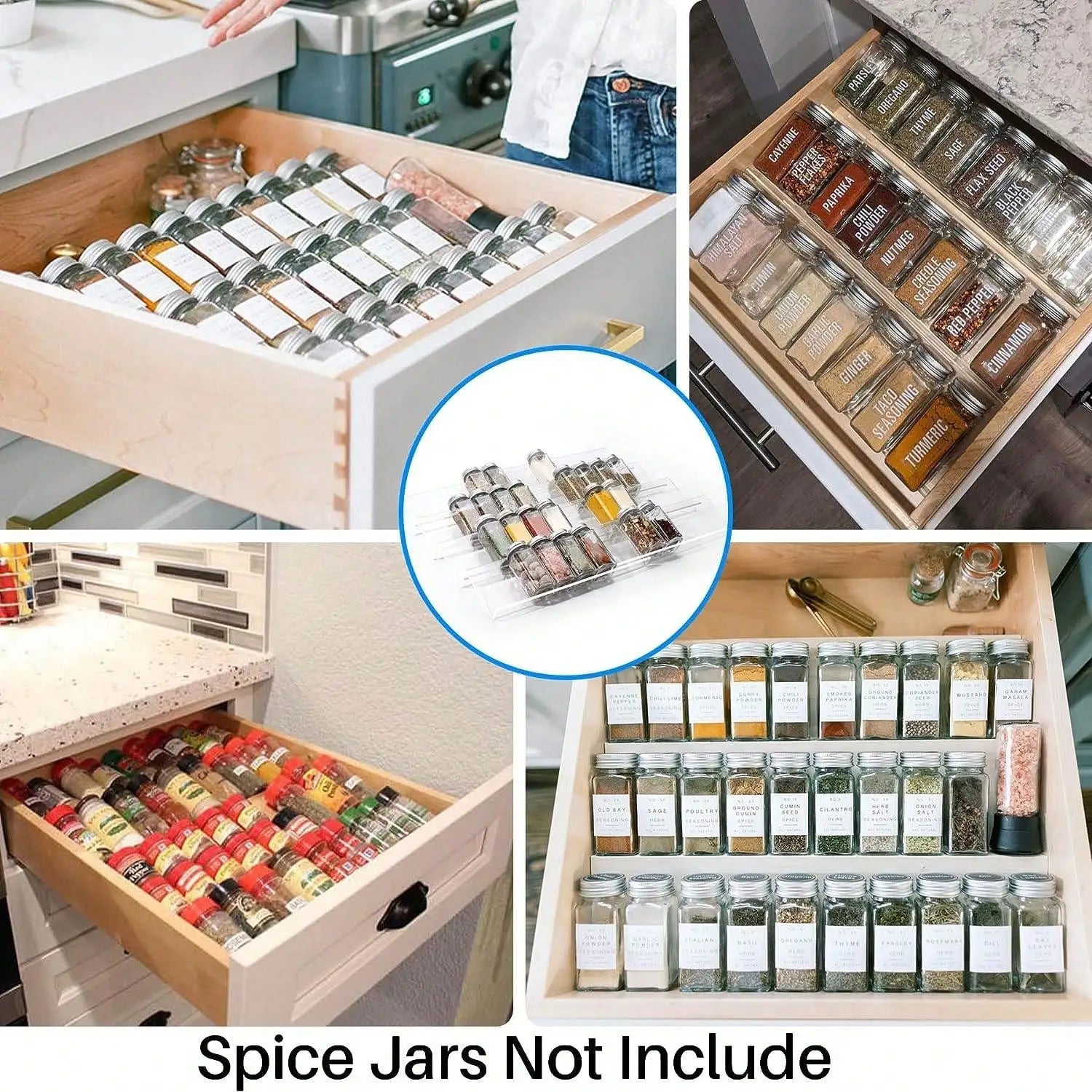 Acrylic Spice Drawer Organizer | Stackable & Slanted, 2 Tiers