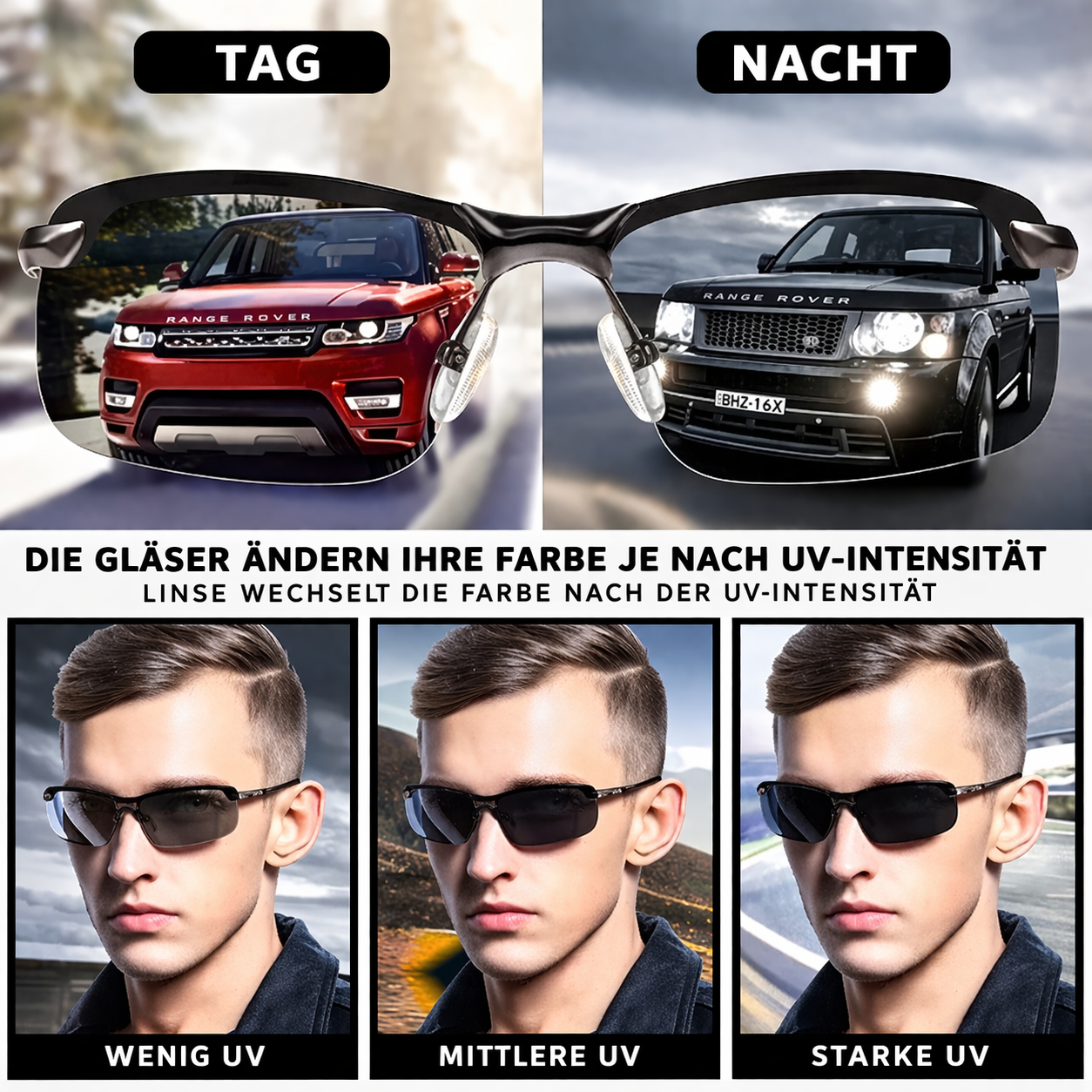 Solar Eye Protection with Glare-Free Vision in Any Light Conditions