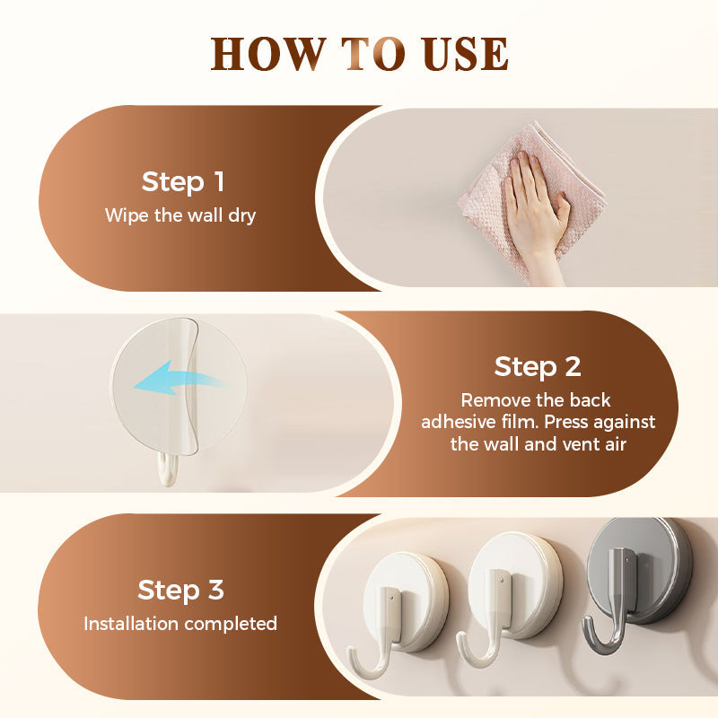 Set of 3 No-Drill Suction Hooks