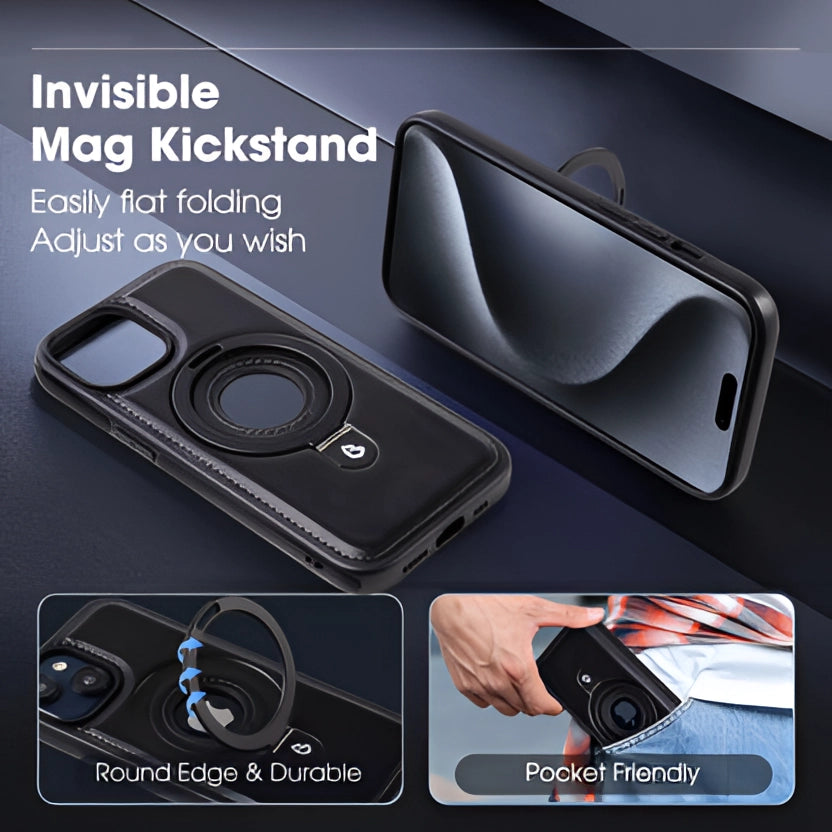 Leather iPhone Case with MagSafe and Camera Protection in Brown