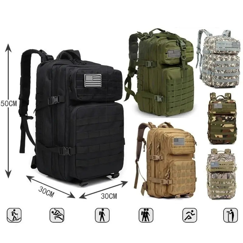 50-Liter Tactical Backpack for Outdoor Activities and Travel