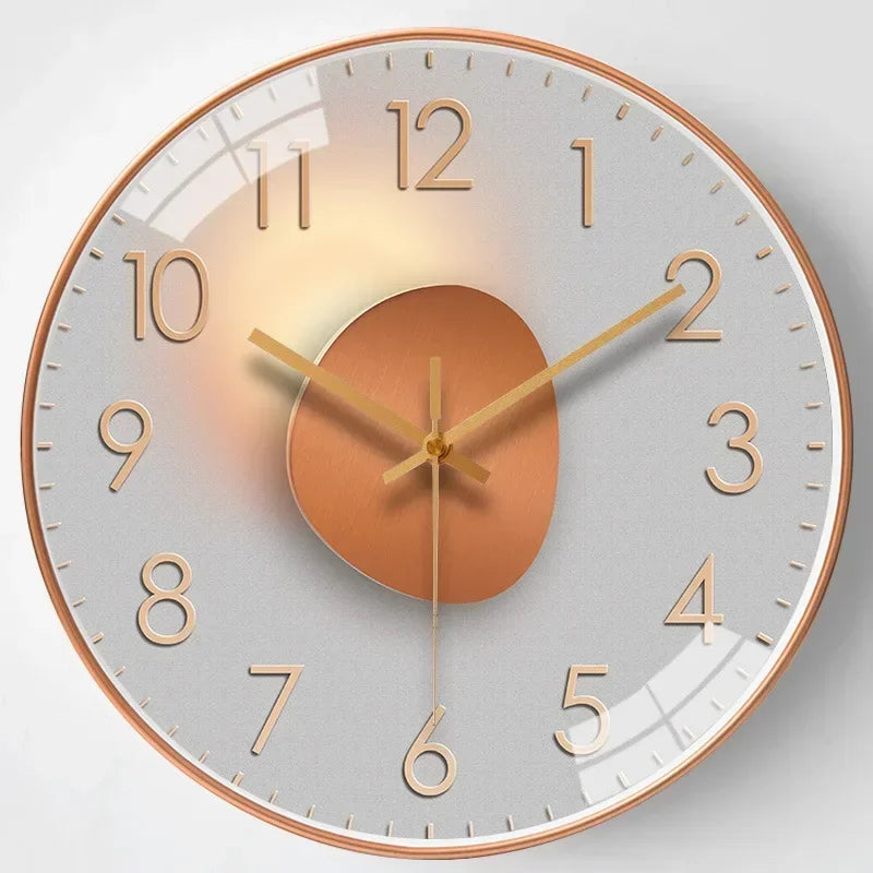 Gradient Gold Digital Design Silent Wall Clock