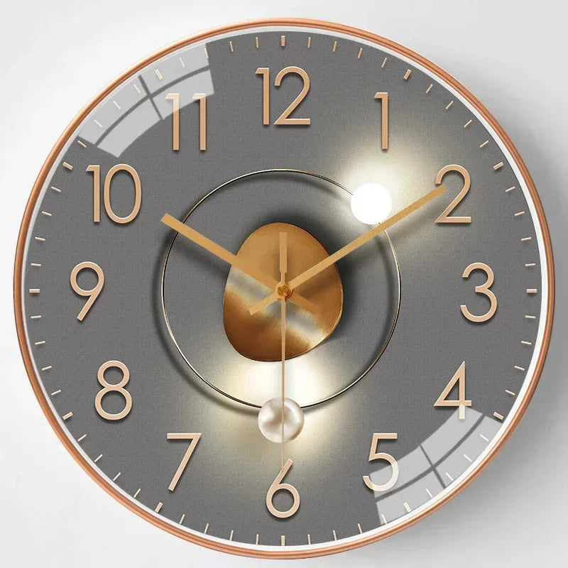 Gradient Gold Digital Design Silent Wall Clock