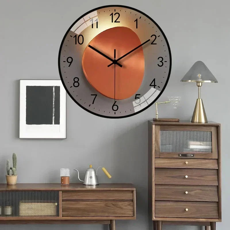 Gradient Gold Digital Design Silent Wall Clock