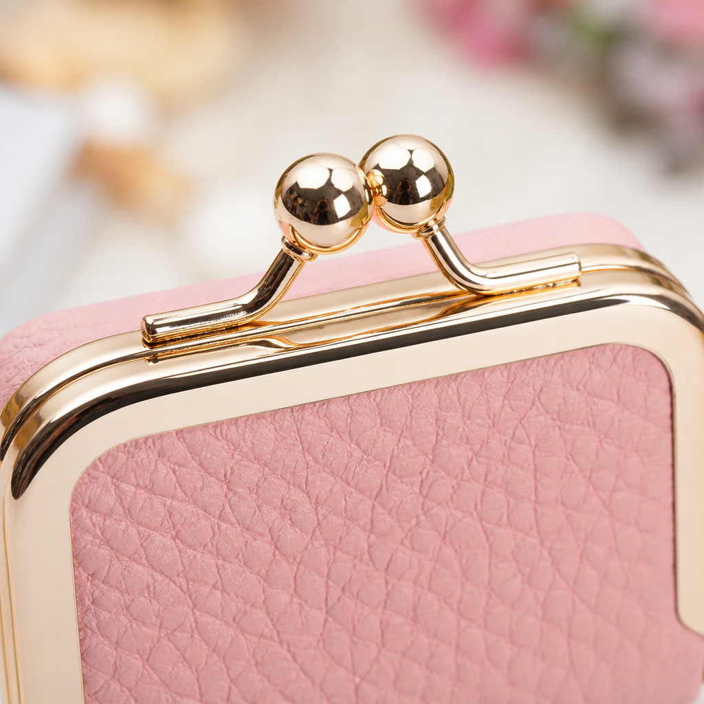 GlimmerGuard™ – Genuine Leather Mini Jewelry Case with Gold Kiss-Lock Clasp
